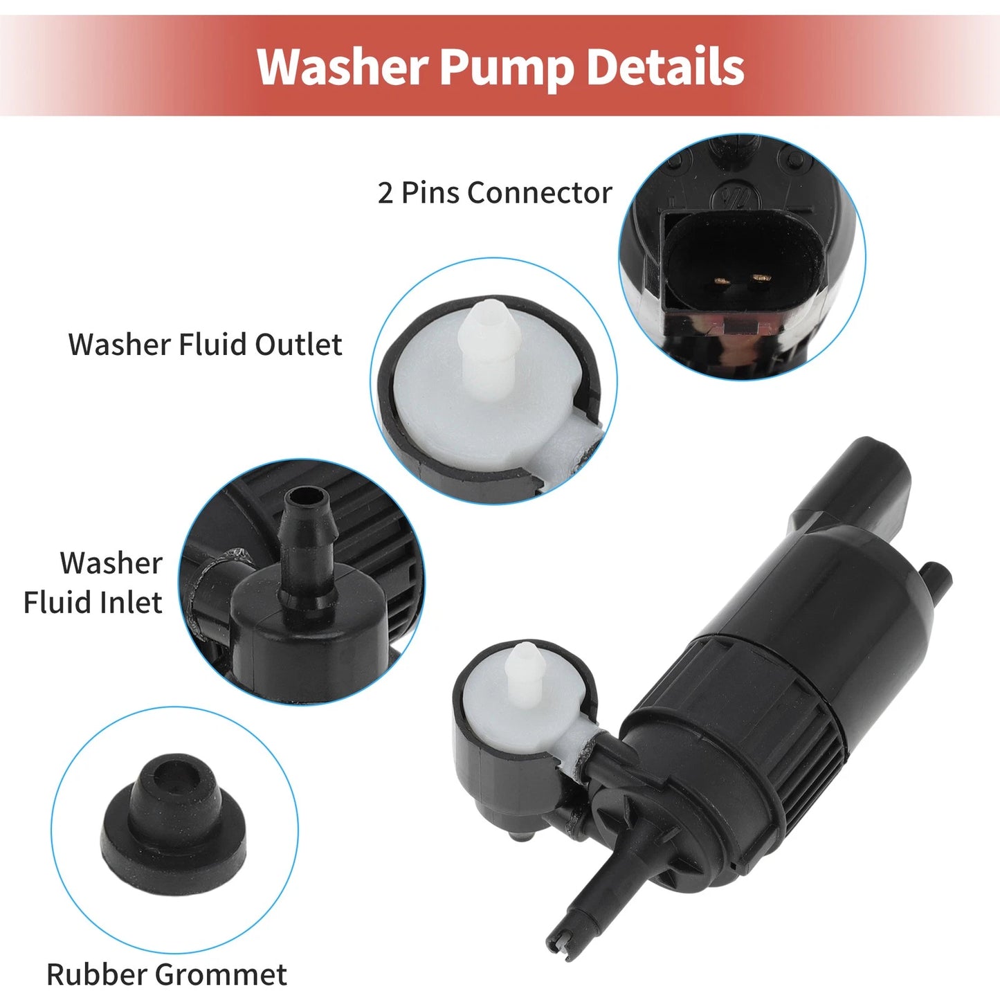 Windshield Washer Pump for Cadillac, Chevy, GMC (2021 - 2024)