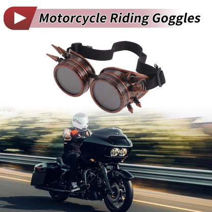 Motorcycle Riding Goggles Black Lens Red Copper Frame Glass ABS
