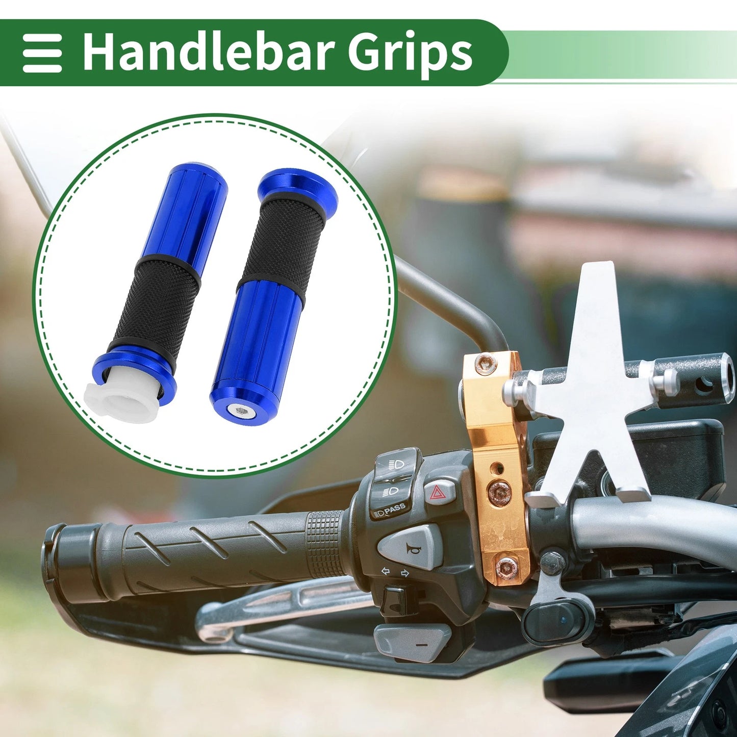 Hand Grips / 7/8" 22mm / Motorcycle Handle Bar Throttle Grip Cover Blue