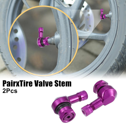 Pair 11.3mm Purple 90 Degree Vacuum Tire Valve Stems Caps for Motorcycle