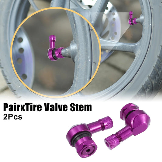 Pair 11.3mm Purple 90 Degree Vacuum Tire Valve Stems Caps for Motorcycle