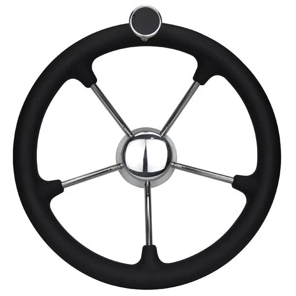 Boat Steering Wheel 350mm Diameter Stainless Spokes & Speed Knob Hub