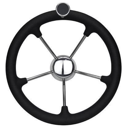 Boat Steering Wheel 350mm Diameter Stainless Spokes & Speed Knob Hub
