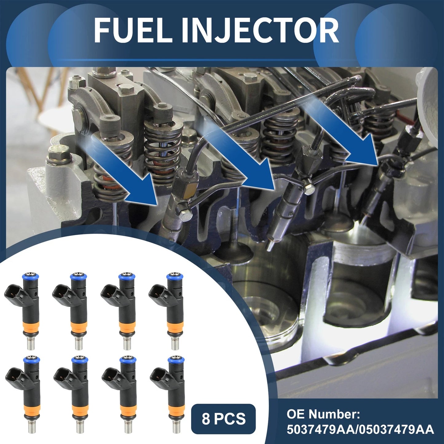 5.7L Fuel Injector for Dodge Ram 1500 (2009-2010) Black 8 Pcs