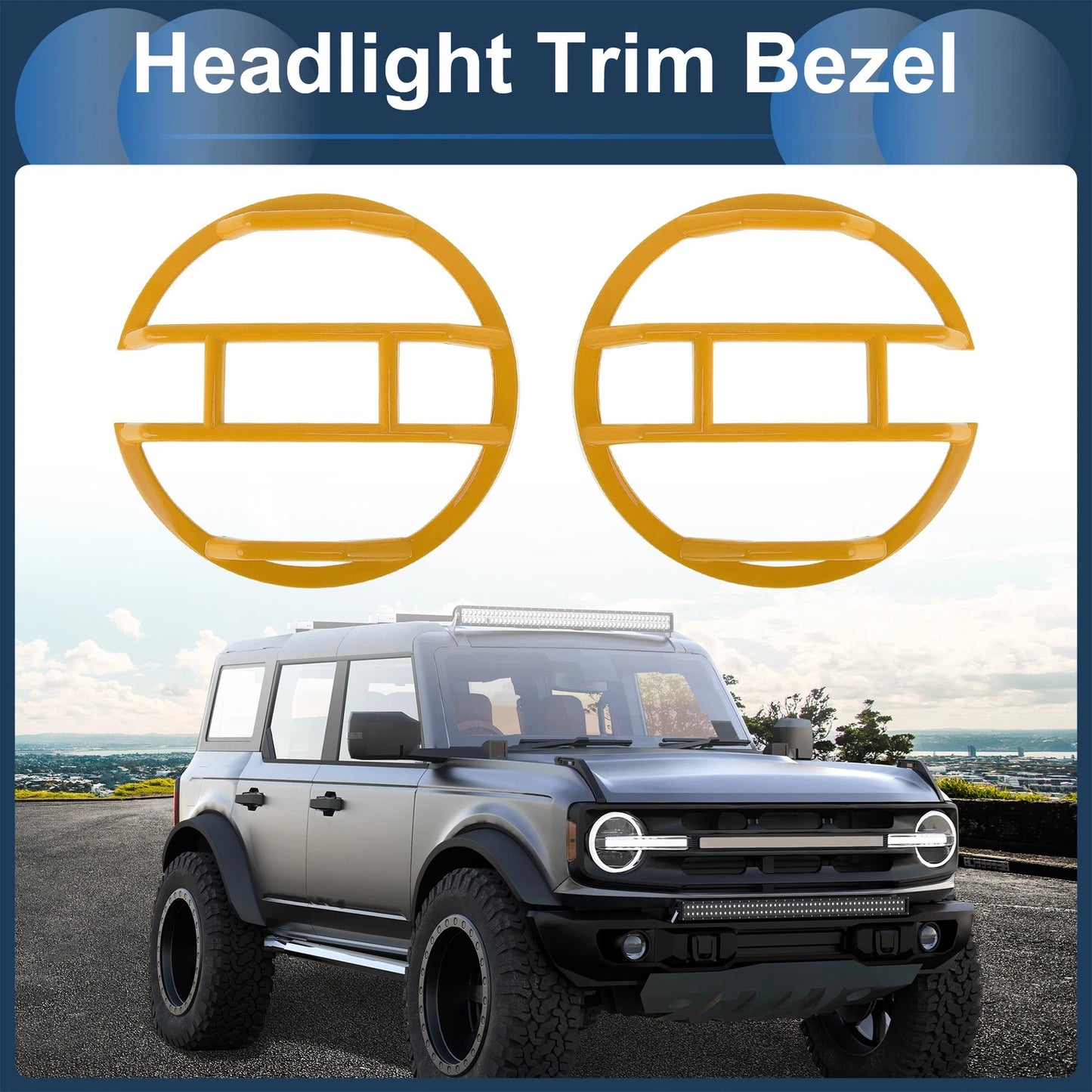 Headlight Trim Bezels for Ford Bronco (2021-2023) - 2 x Front Left & Right