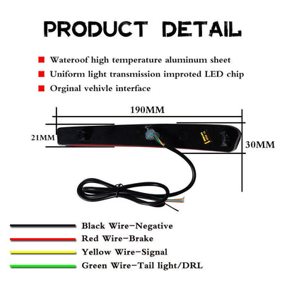 2 x Red Rear Bumper Tail Brake & Turn Signal Lights for Toyota Corolla (2020-2021)