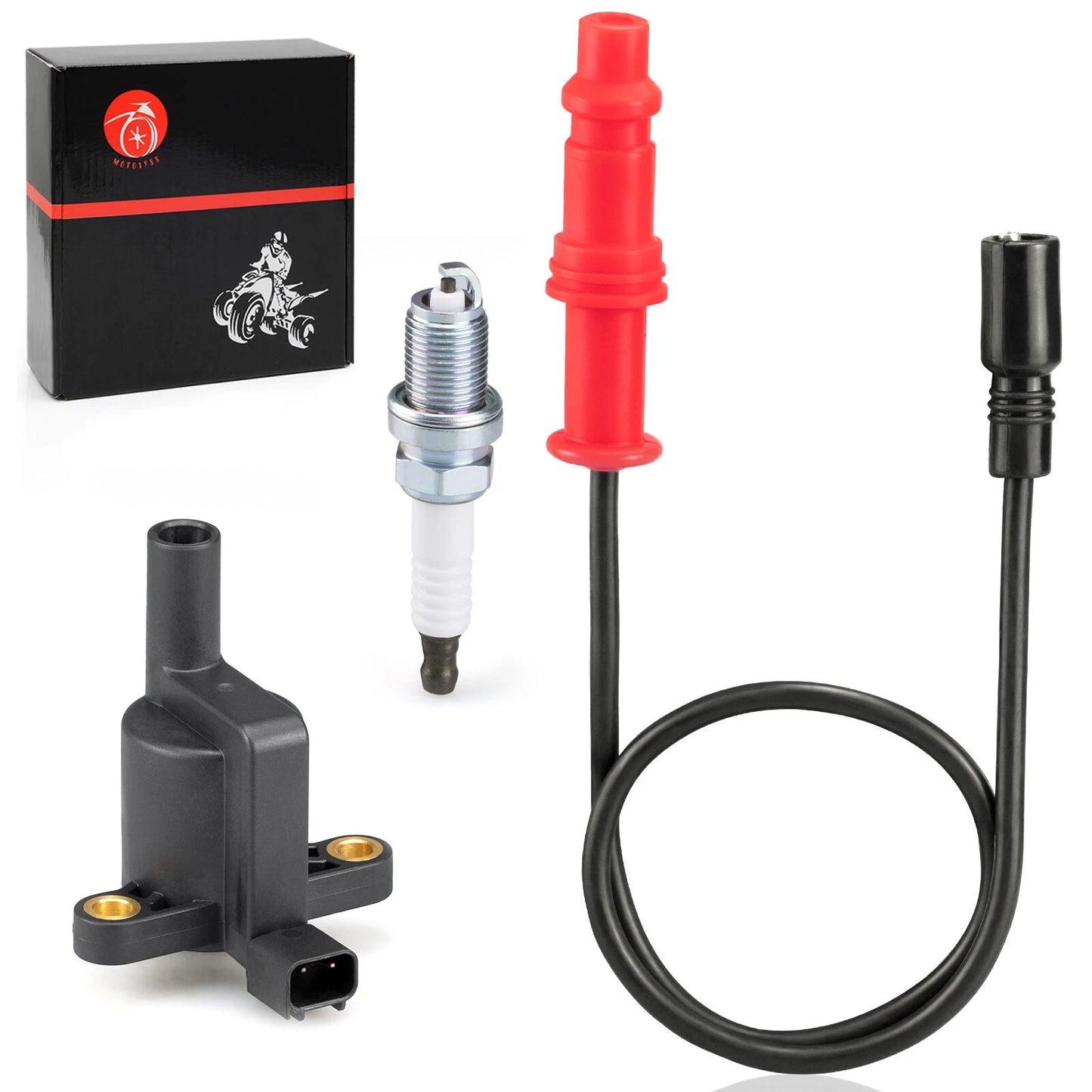 Ignition Coil w/ Wire Cap & Spark Plug for Polaris Ranger 500 4x4 (2008-2012)