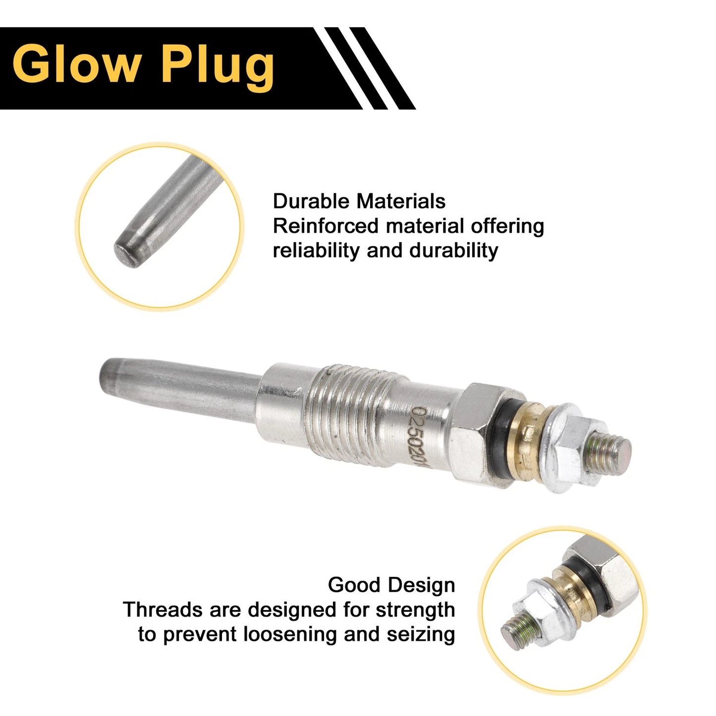 Glow Plug for Diesel Engine - Silver Tone Steel (250201039)