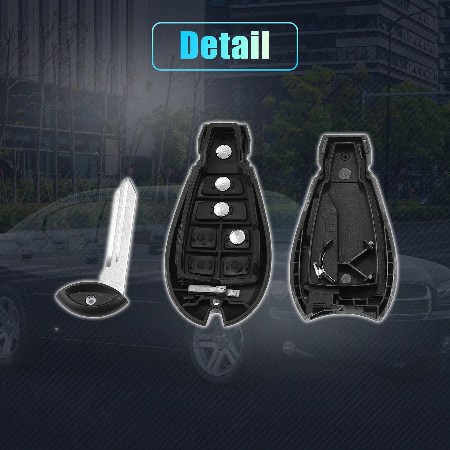 4 Button Keyless Entry Remote Shell Cover for Dodge & Chrysler with Blade