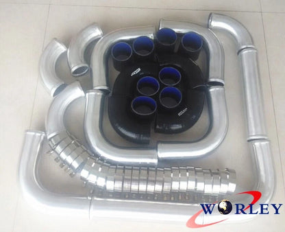 2.5" Universal Turbo Boost Intercooler Piping Kit for Aluminum Black Hose