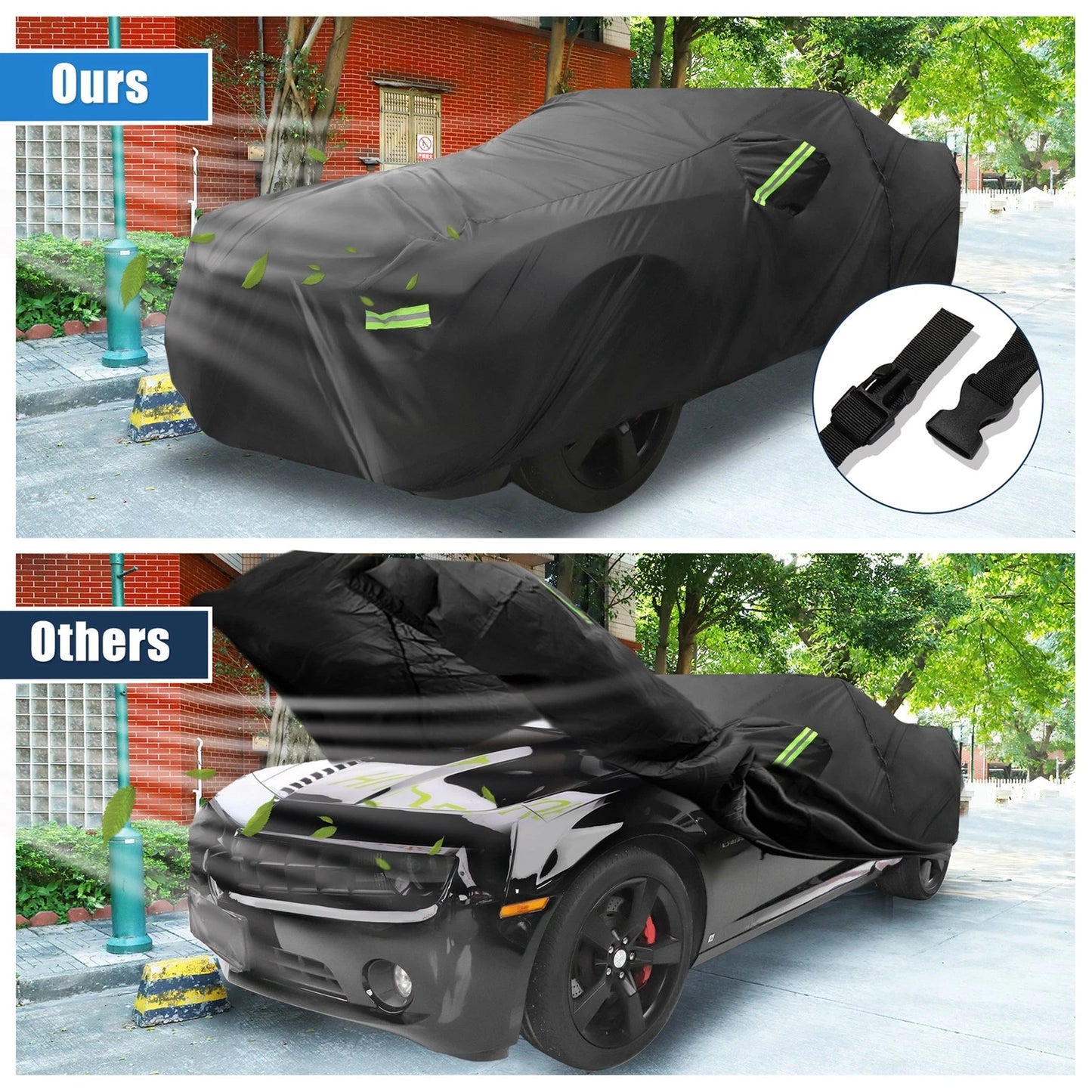 1 Pcs Waterproof SUV Car Cover with Zipper Black for Chevy Camaro (2010-2021)