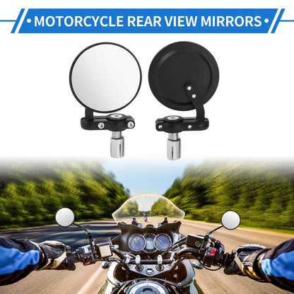 M8 Rear View Mirrors Round Shape Handlebar for Motorcycle Black Aluminum
