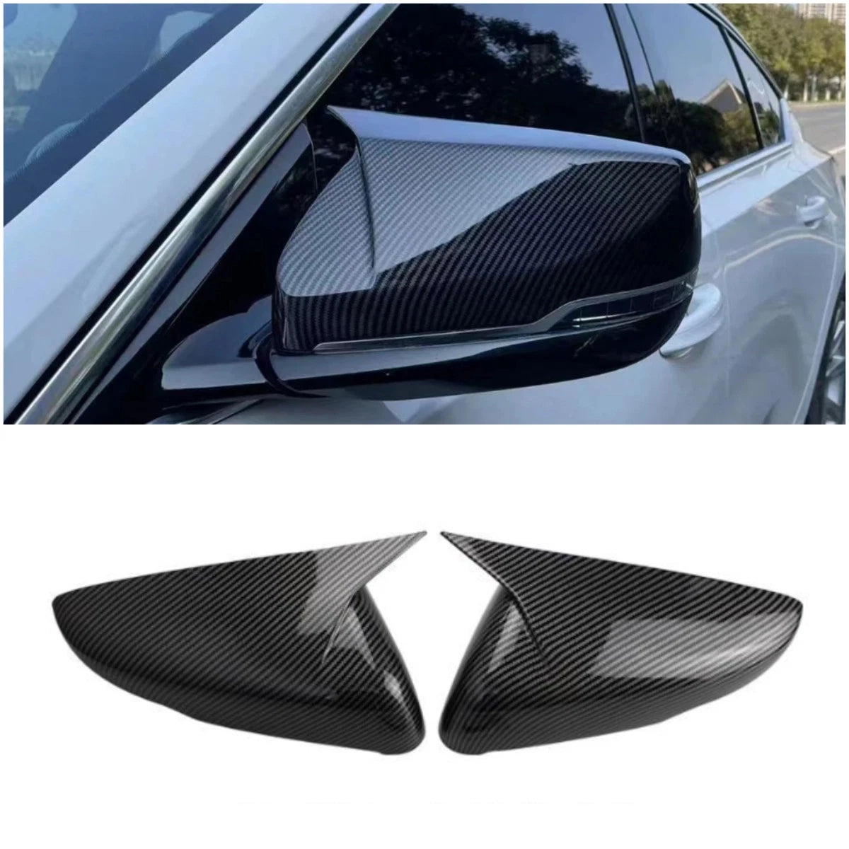 Carbon Fiber Rearview Mirror Lid Cover Trim for 2020-2024 Cadillac CT5
