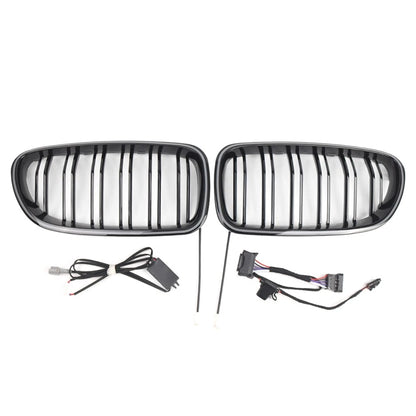 Glossy Black Front Kidney Grille with Light Strip for BMW 5-Series (2010-2016)