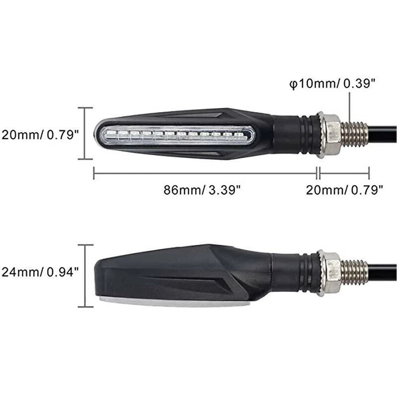 Universal Motorcycle Amber 12 LED Flowing Turn Signal Blinker Lights 4 x Set