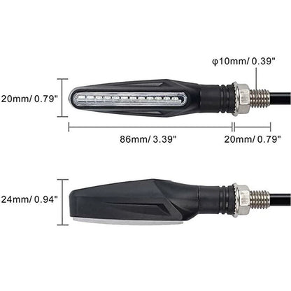 Universal Motorcycle Amber 12 LED Flowing Turn Signal Blinker Lights 4 x Set