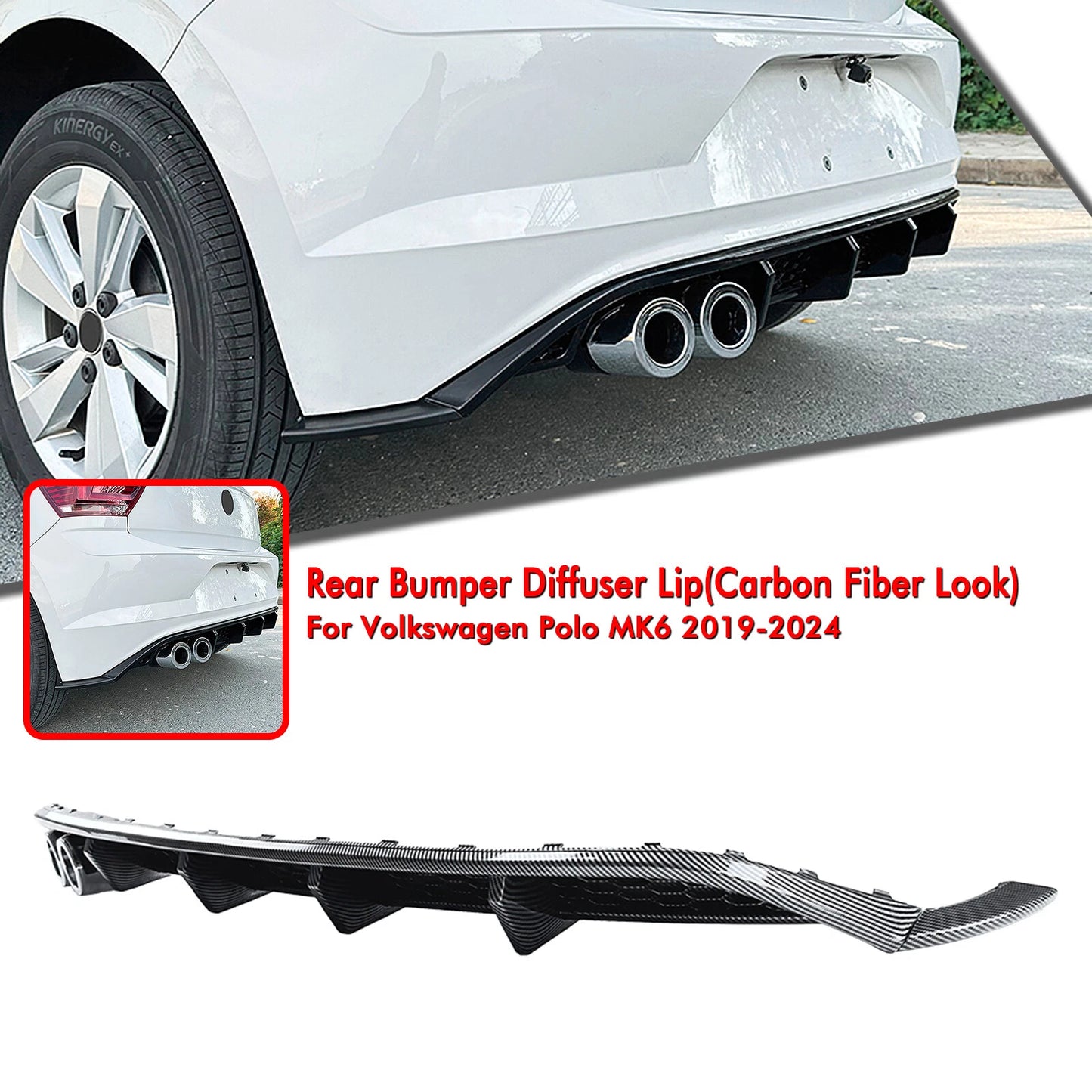 Rear Bumper Diffuser Lip for VW Polo MK6 (2019-2024)