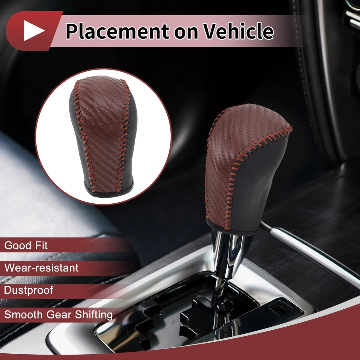 Brown Faux Leather Gear Shift Knob Cover for Subaru Forester (2006-2012)