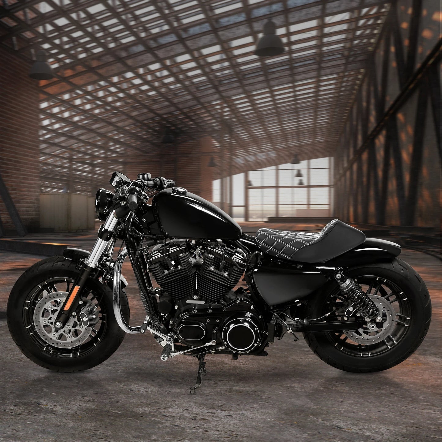 Black Rider Solo Seat Cushion for Harley Sportster Forty Eight (2010-2022)