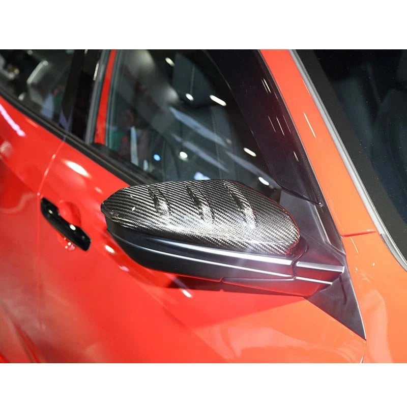 Real Carbon Fiber Add-on Side Mirror Cover Caps for Honda Civic 10th 2016-2021