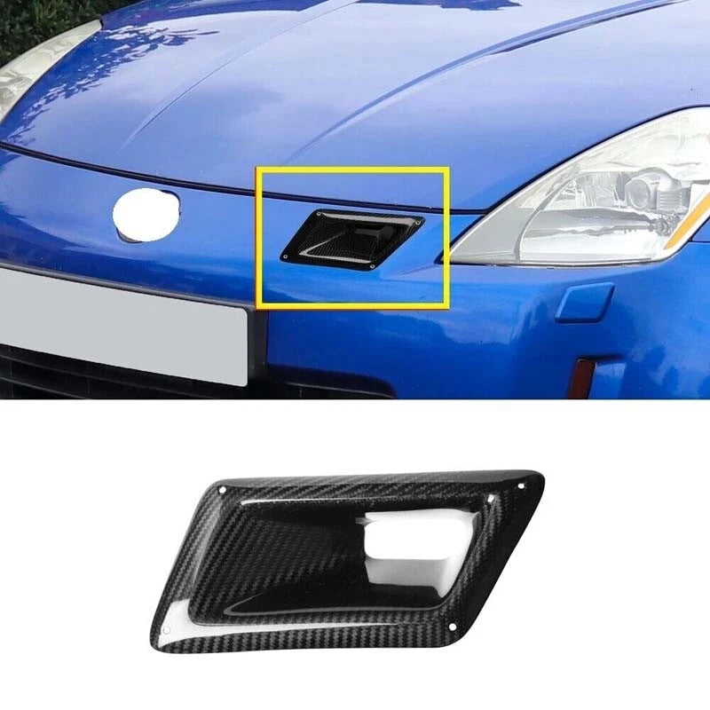 Carbon Fiber Engine Hood Front Air Vent Cover Trim For Nissan 350Z 2006-09