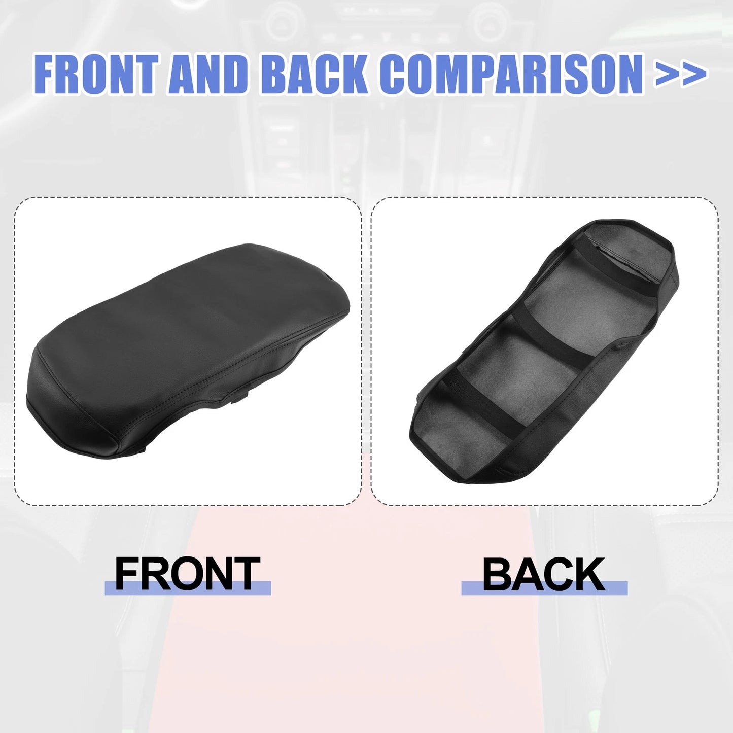 Car Center Console Armrest Cover for Toyota Crown (2015-2018) Black Faux Leather