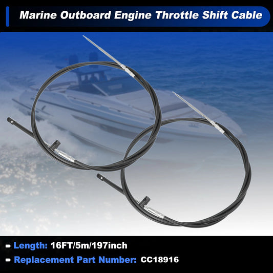 2 x 16FT GEN2 Boat Outboard Throttle Shift Cable for Mercury Engine CC189