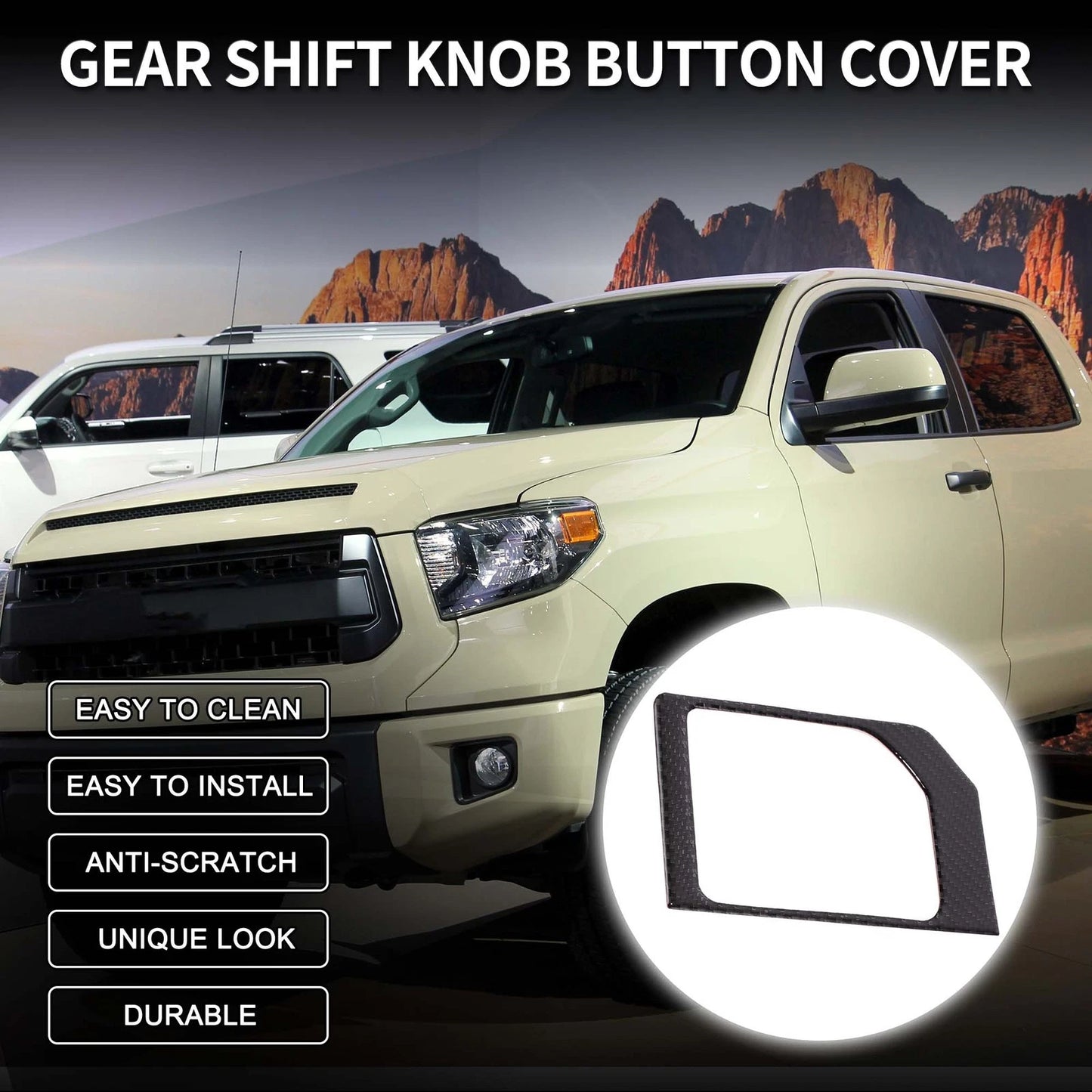 Gear Shift Box Panel Decal Black Carbon Fiber for Toyota Tundra (2014–2021)