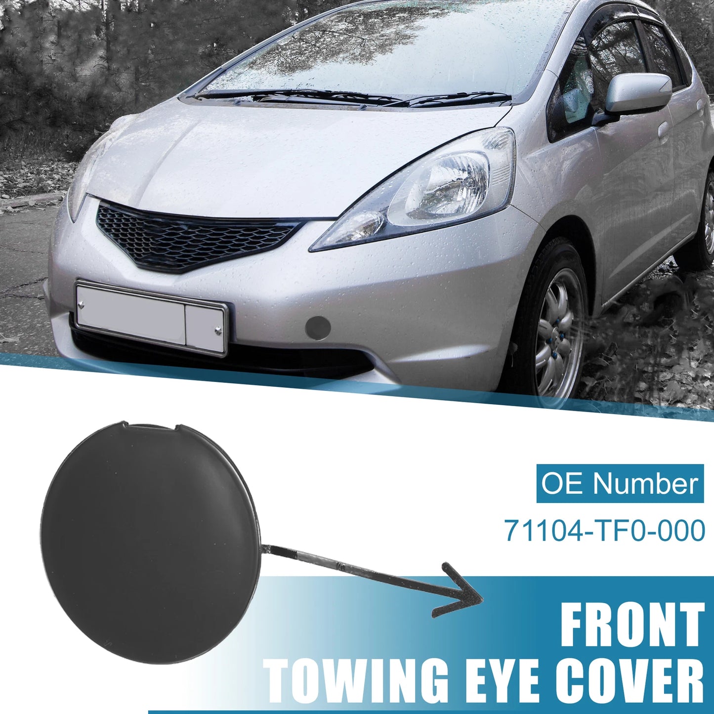 Front Bumper Tow Hook Cover for Honda Jazz Fit (2008-2010) Matte Black