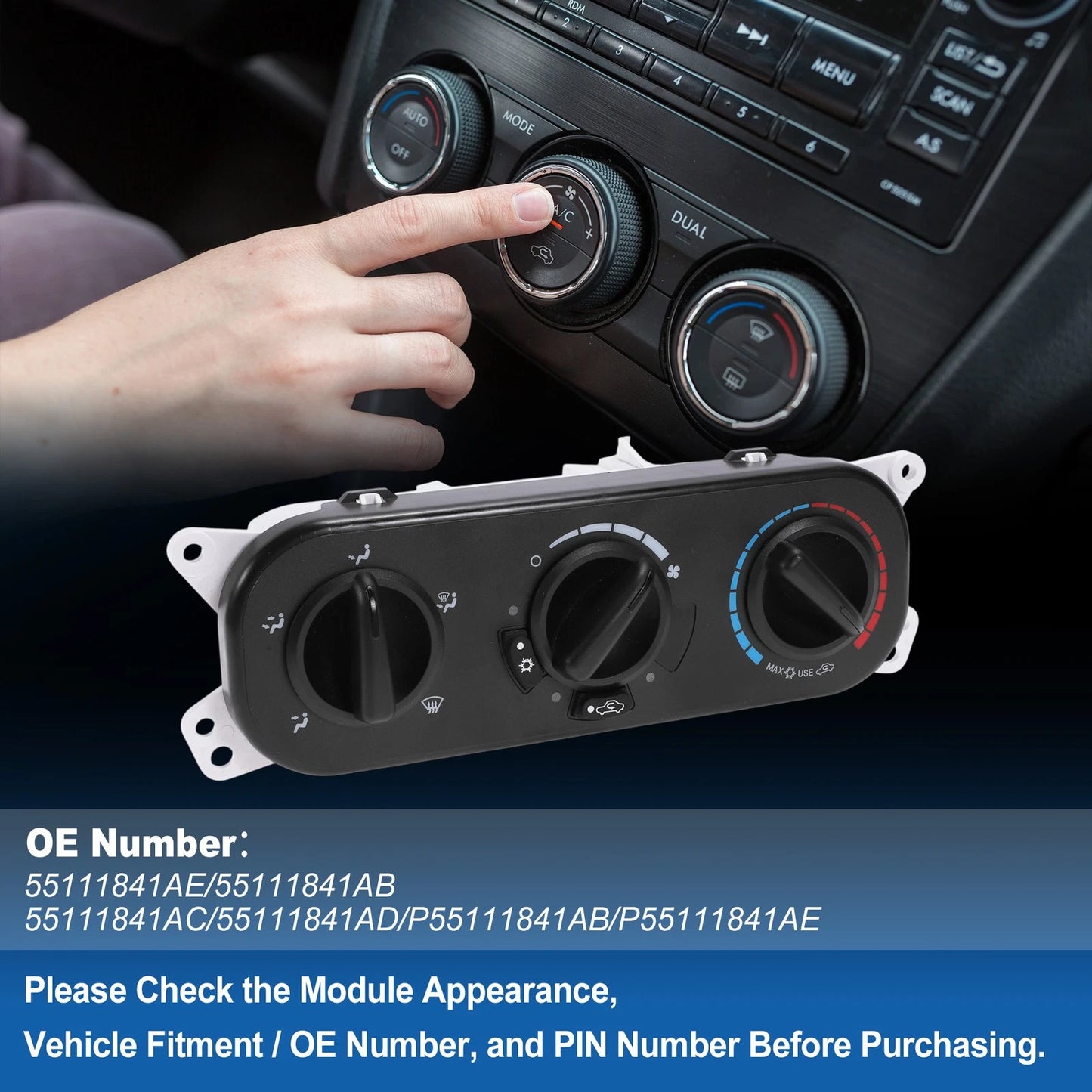 A/C Heater Climate Control Switch Module for Jeep Wrangler (2007-2018)