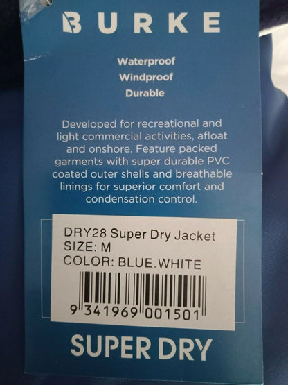 Burke Dry 28 Super Dry Rain Jacket for Sailing, Wet Weather, Blue