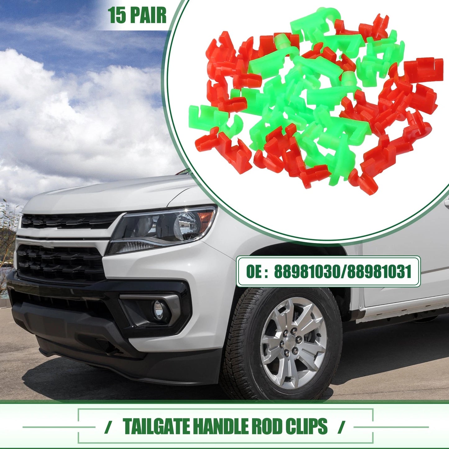 Tailgate Handle Rod Clips 15 Pairs for Chevrolet Silverado (1999 - 2009)