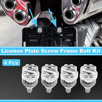 License Plate Screws Cover 3.38 cm Silver Tone for Universal Motorcycle