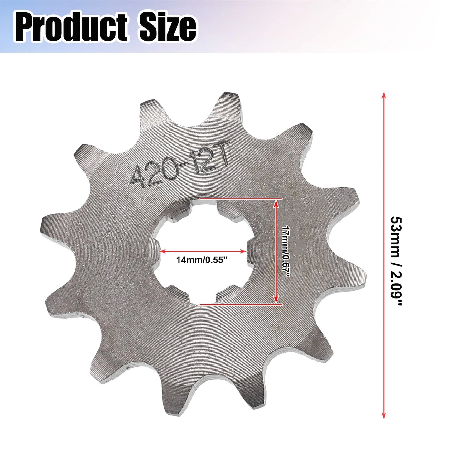 1 Set 420 12T 17mm Motorcycle Front Engine Sprocket for Dirt Bike Mini Bike