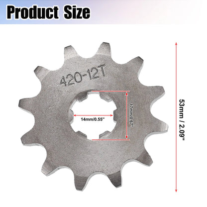 1 Set 420 12T 17mm Motorcycle Front Engine Sprocket for Dirt Bike Mini Bike