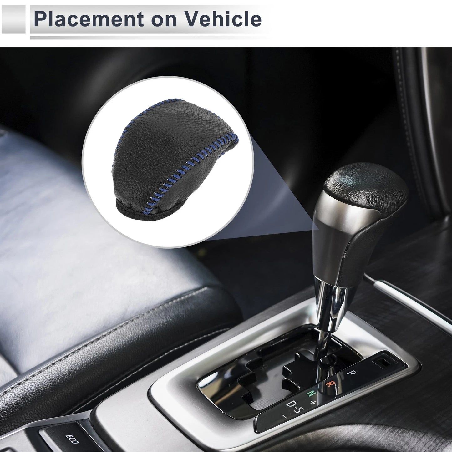 1 Pc Gear Shift Knob Cover Pebbled Black Blue for Toyota RAV4 (2019–2024)