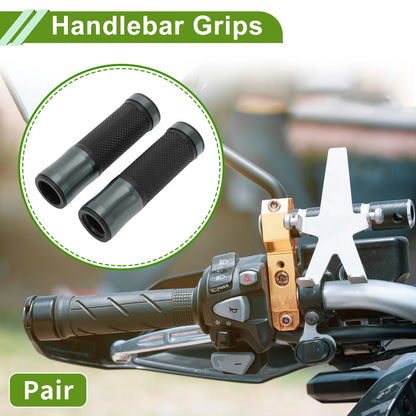 7/8" 22mm Handlebar Grips for Motorcycle Rubber Titanium Tone