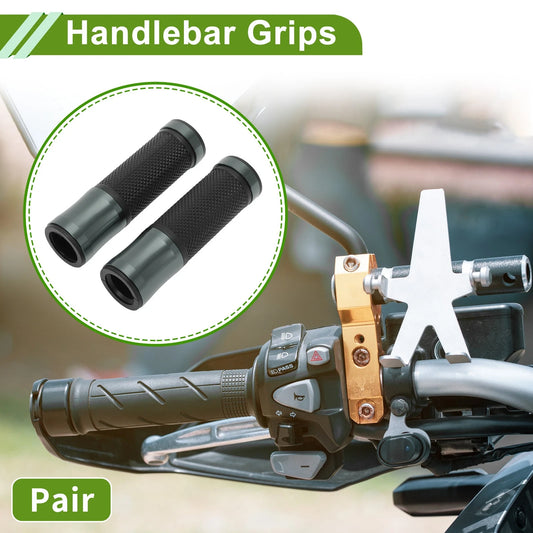 7/8" 22mm Handlebar Grips for Motorcycle Rubber Titanium Tone