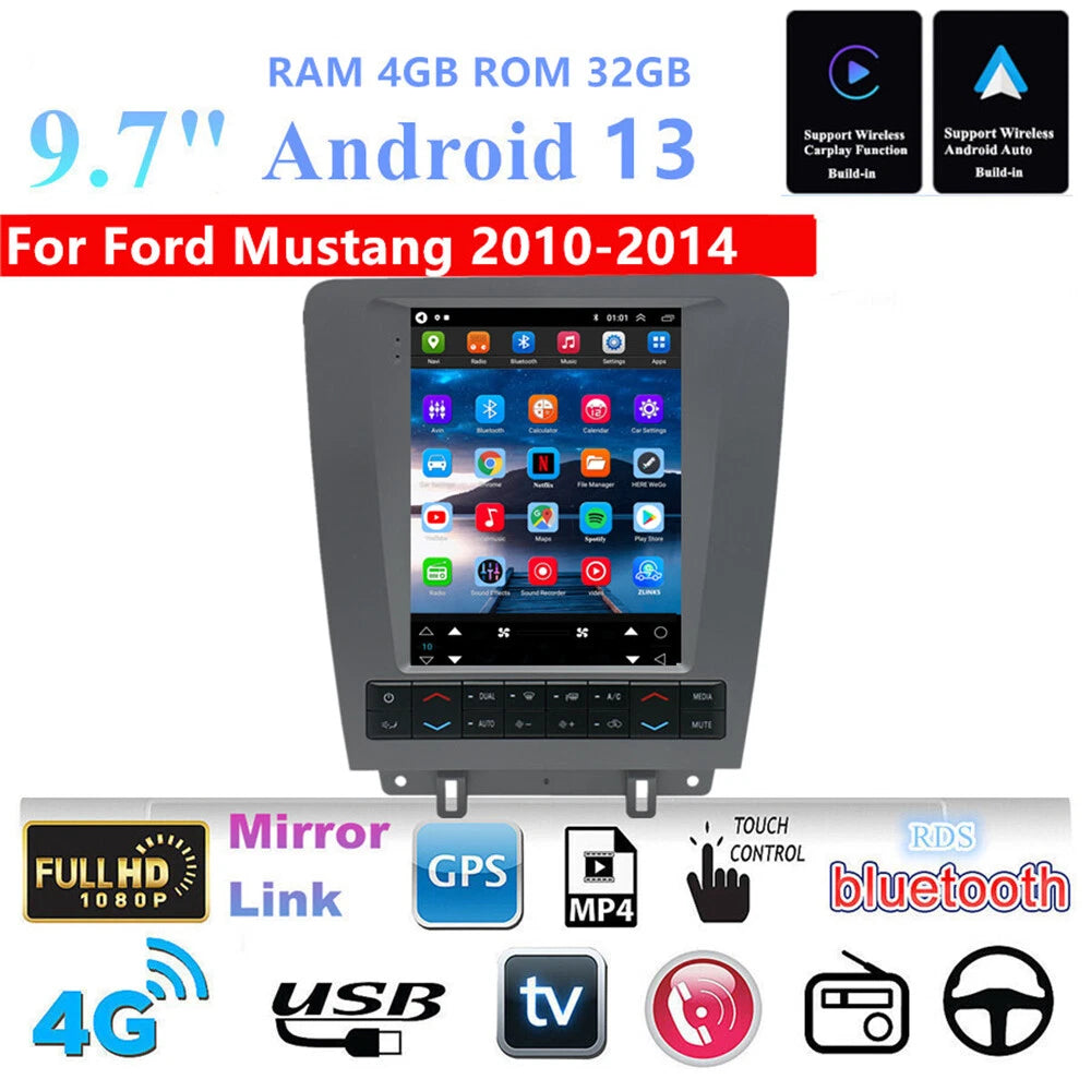 9.7" Android 13 Stereo Radio GPS Navigation for Ford Mustang (2010-2014)