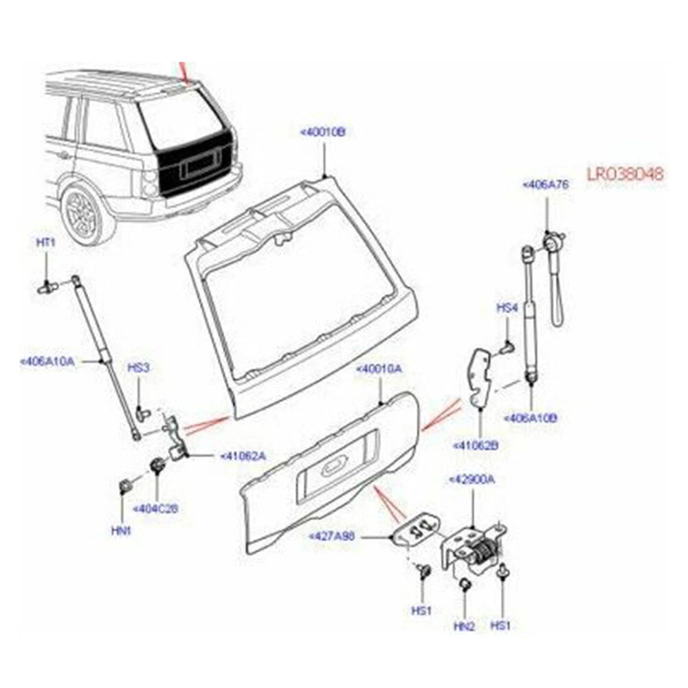Tailgate Boot Support Cable for Land Rover Range Rover 2003-2012 Black