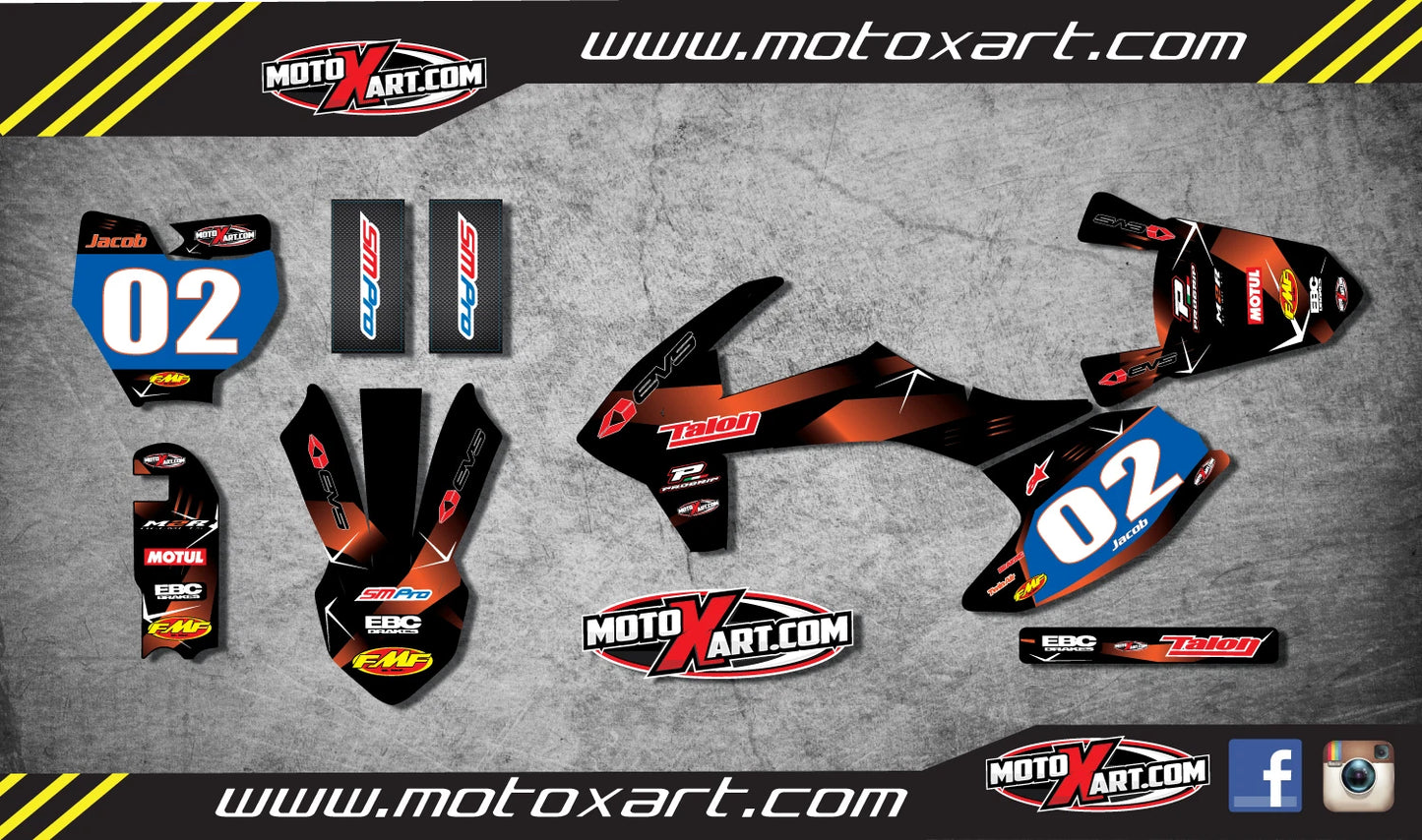 Full Graphics Custom Kit for KTM 65 (2016) - Barbed Style Stickers Decals