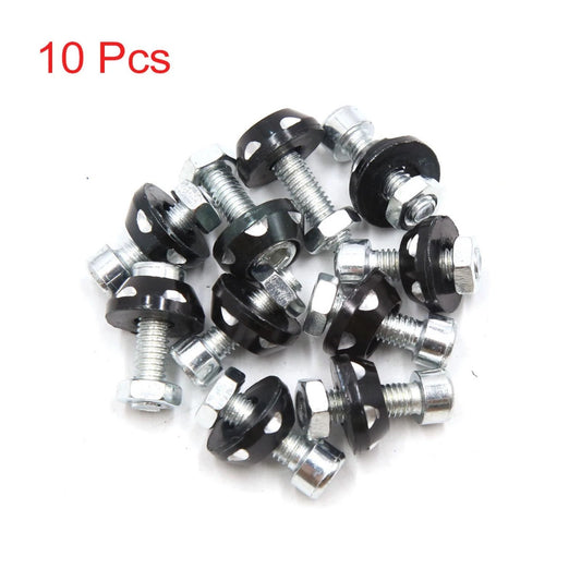 10 x Black Aluminum Alloy Car/Motorcycle Decorative License Plate Bolt Screw for Make Model