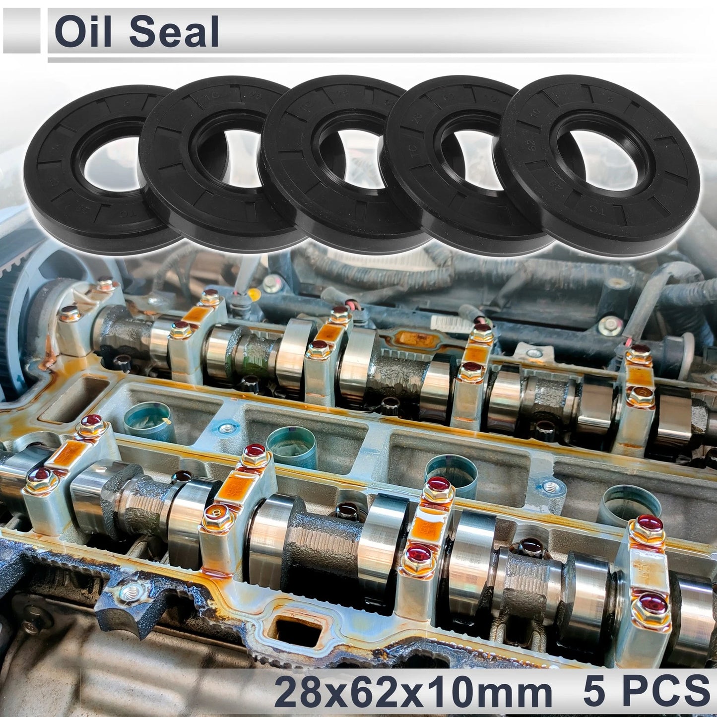 Oil Seal 28x62x10mm Rotary Seal Ring Nitrile Rubber 5 Pcs for Make Model