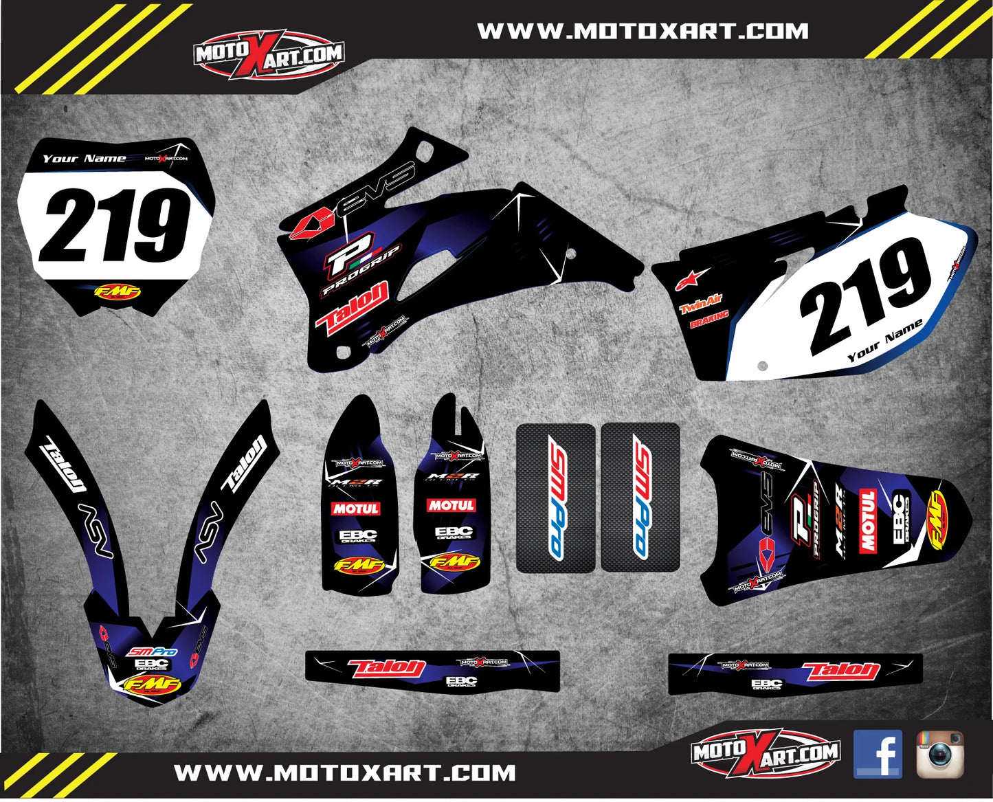 Custom Graphics Full Kit for Yamaha YZ 125/250 (2002-2005) Barbed Style Stickers