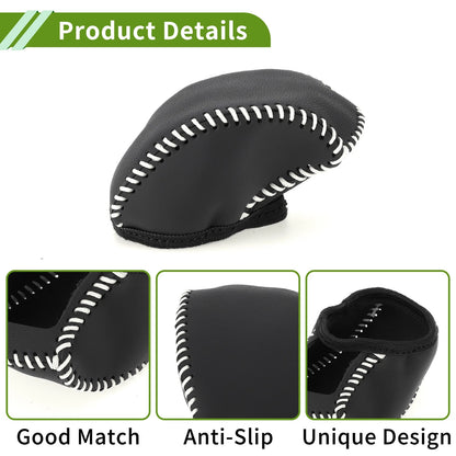 Gear Shift Knob Cover for Toyota RAV4 2019-2024 Black Beige Faux Leather