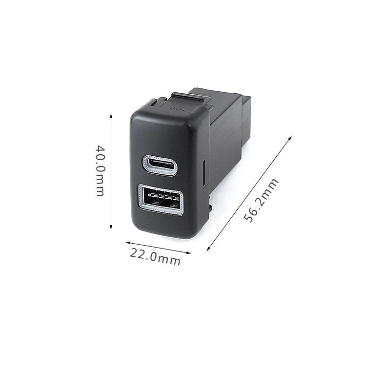36W Dual Port TypeA/C USB Charger Socket Switch for Toyota Tacoma (2011–2020)