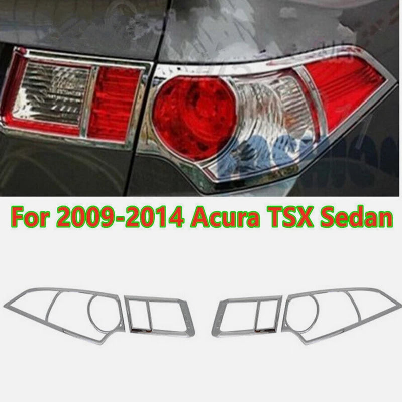 4X Chrome Rear Tail Light Lamp Cover Trim Decor for Acura TSX (2009–2014)