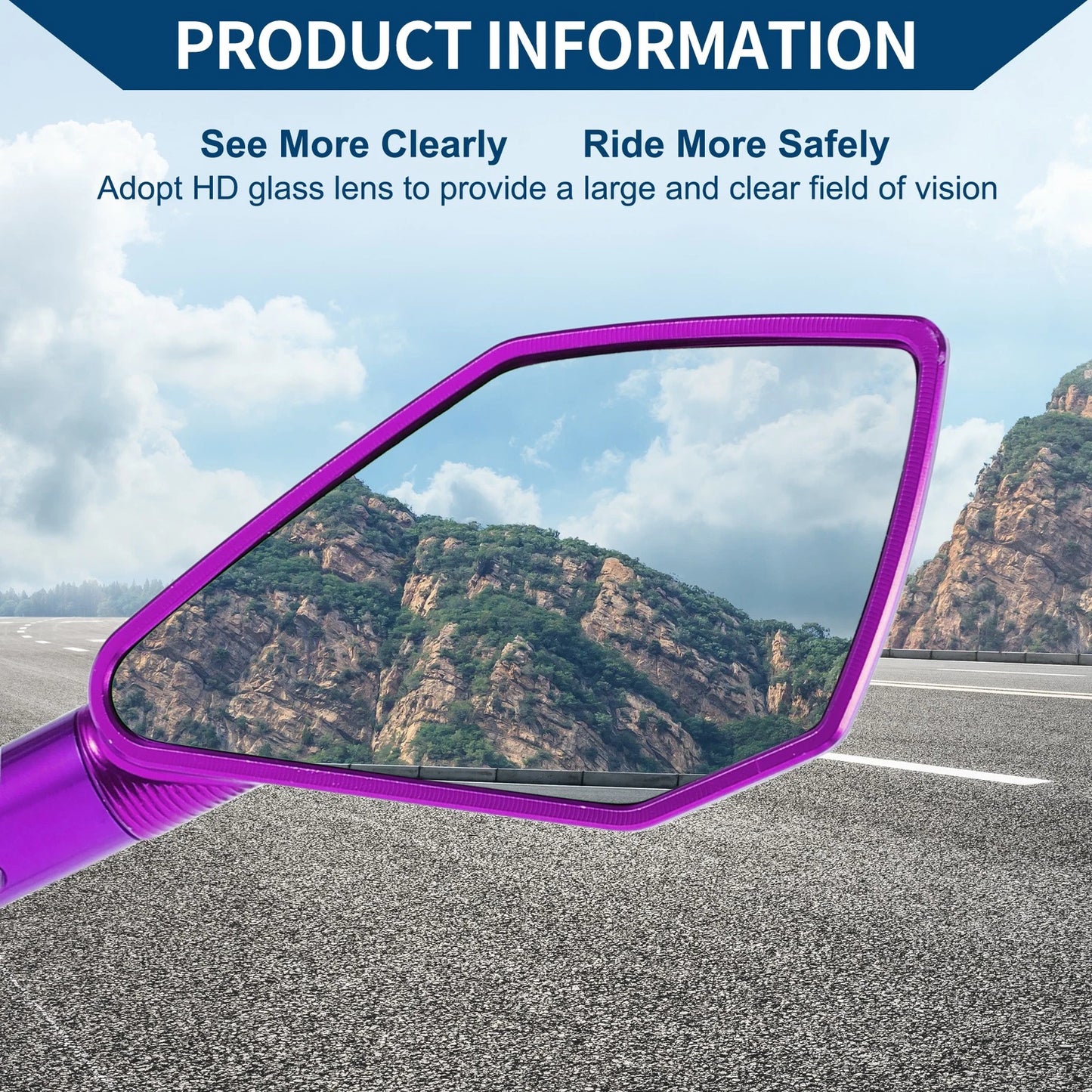 M8/M10 Rear View Mirrors Side Rearview Mirror Purple Aluminum Alloy for Motorcycle