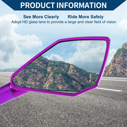 M8/M10 Rear View Mirrors Side Rearview Mirror Purple Aluminum Alloy for Motorcycle