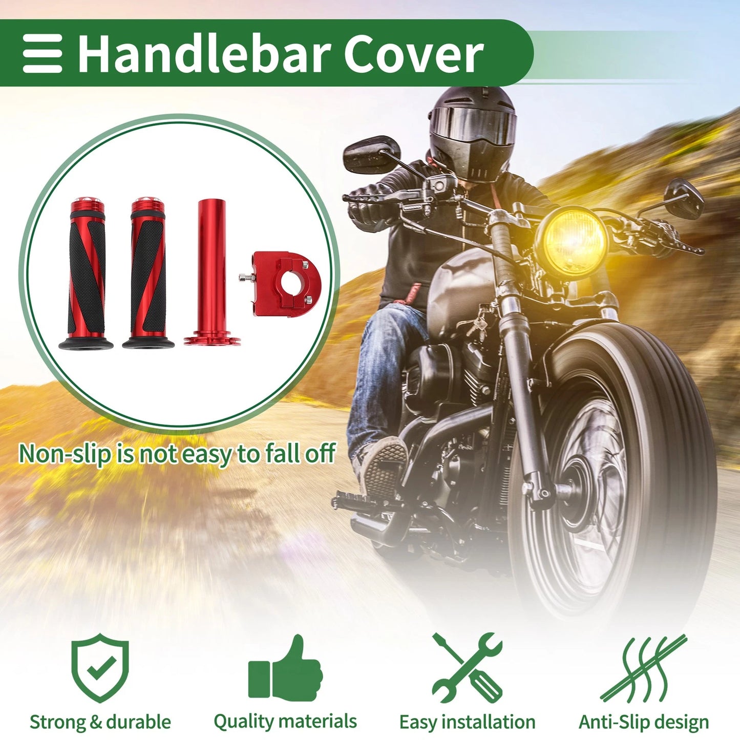 Hand Grips Cover Kit for Motorcycle Handlebar End Grips Diamond Twill Pattern